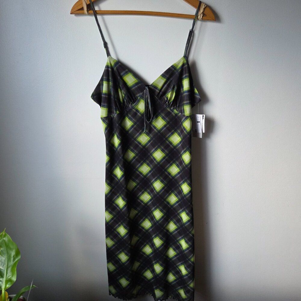 NWT BP PLAID TANK NEON BLACK SHORT DRESS SIZE MEDIUM